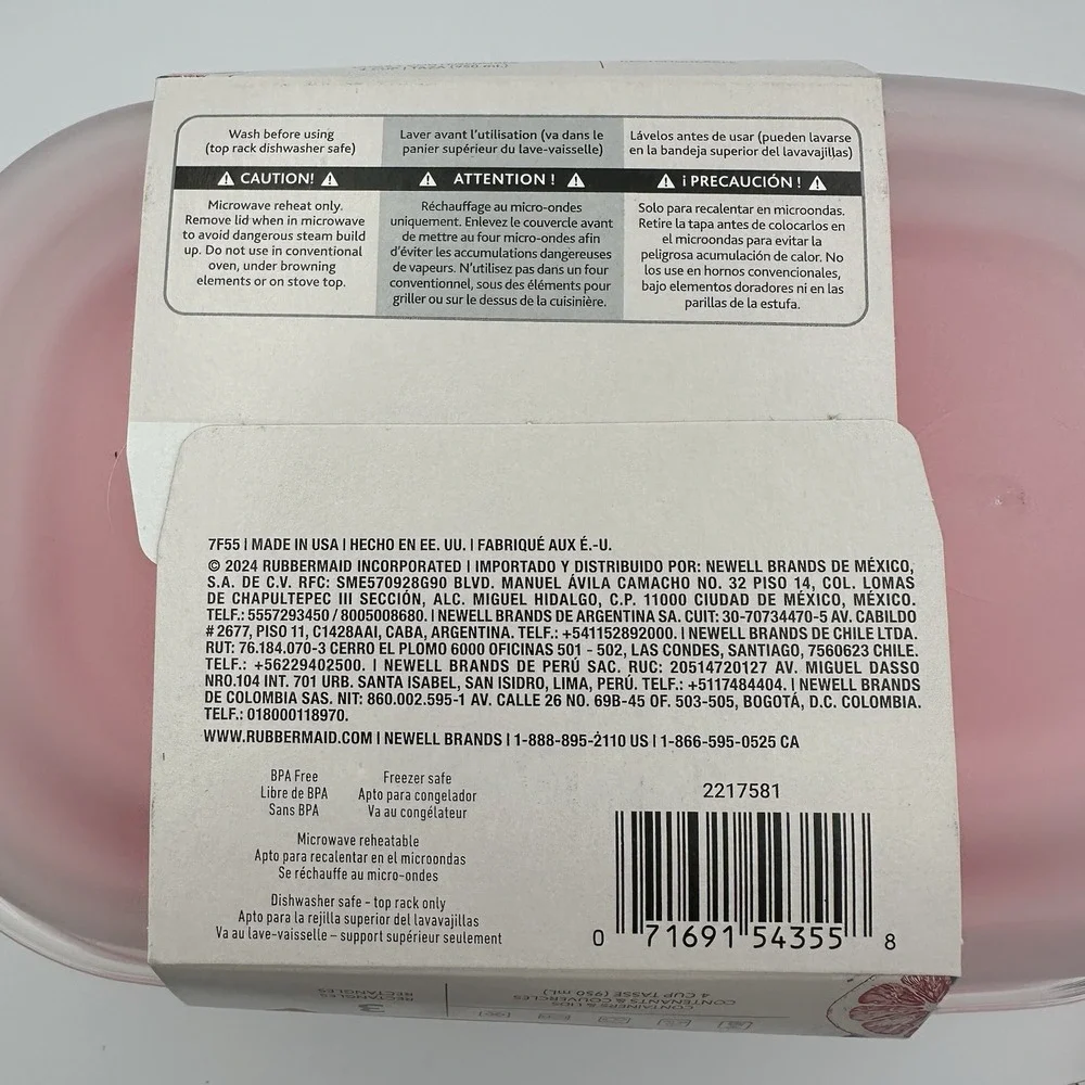Rubbermaid Take Alongs Limited Edition Pink Lids 4 Cup Storage Container Set X 2